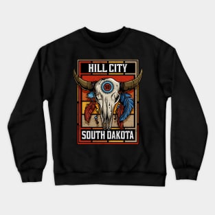 Hill City South Dakota Native American Bison Skull Crewneck Sweatshirt